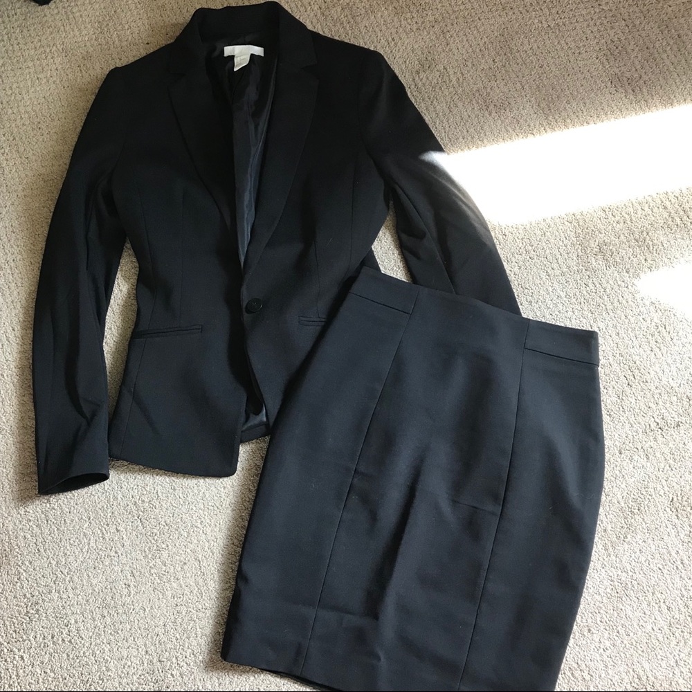 H & M black blazer and pencil skirt set